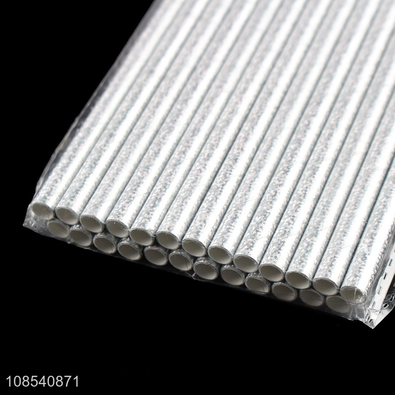 Wholesale silver paper straws disposable laminating paper straws