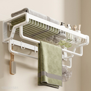 Hot selling white bathroom shelving towel rack wholesale