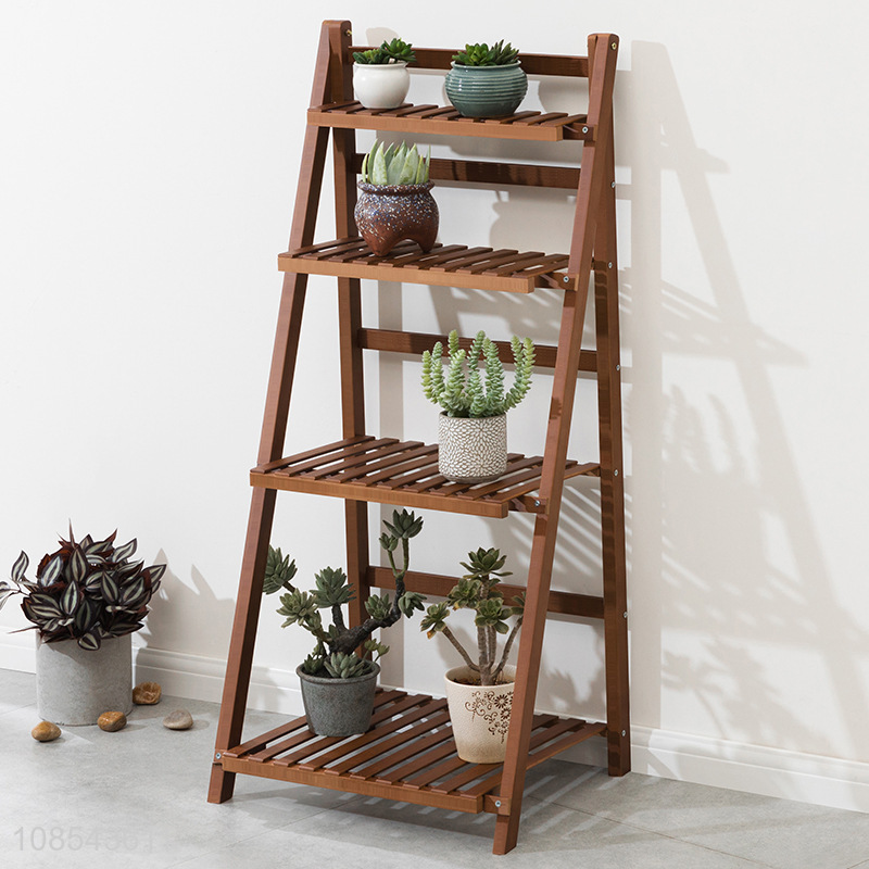 Wholesale multi tier bamboo plant stands indoor ladder plant stands