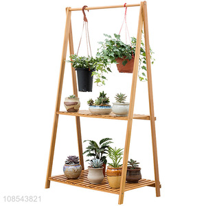 China factory bamboo living room flower pot rack