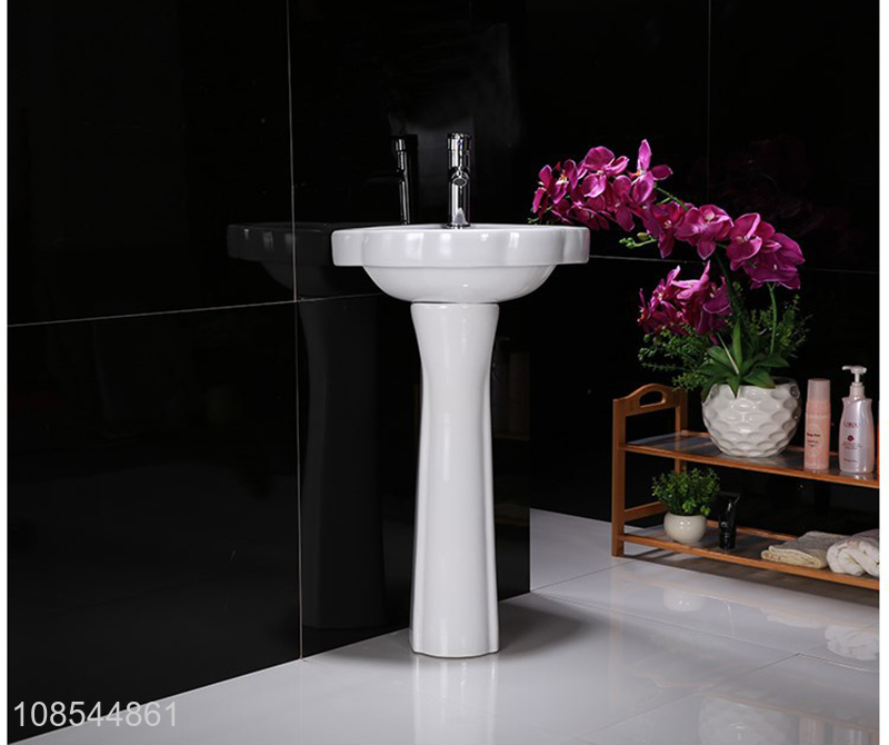 Hot selling home hotel ceramic pedestal sink ceramic bathroom washbasin