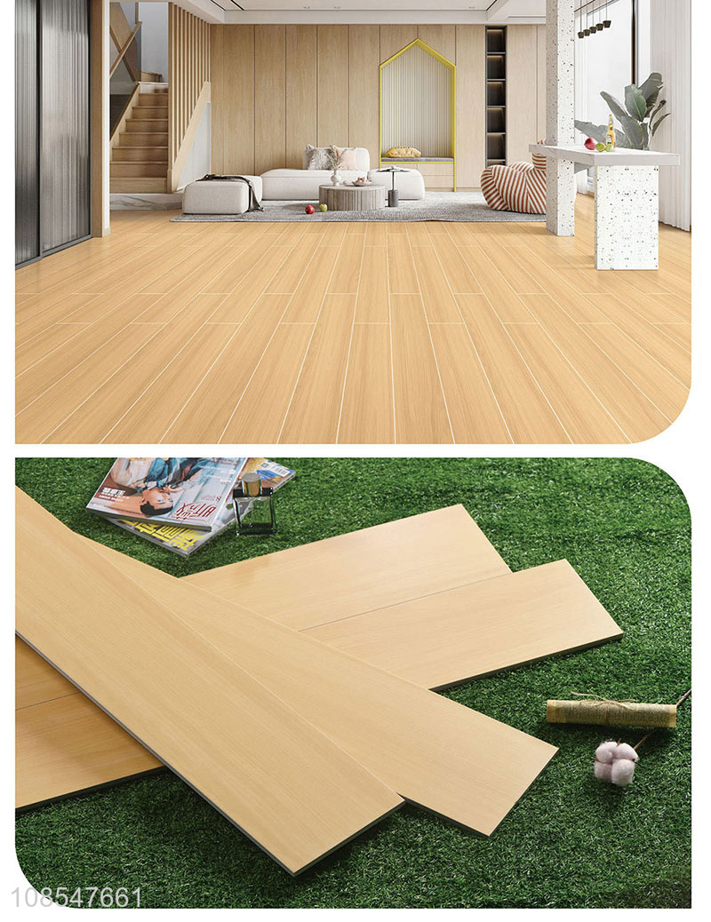 Most popular living room floor tile straight edge wood grain floor tile