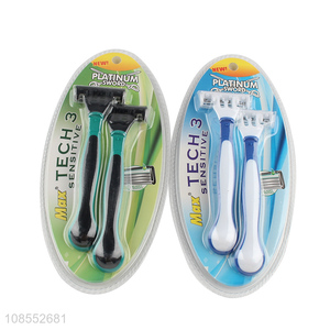 Suitable price 3 blades disposable razors with lubricating strip