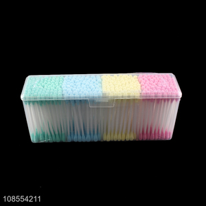 Good quality 320pcs plastic cotton swabs colored cotton buds