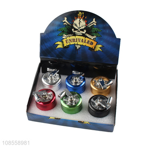 Wholesale 50mm 4 layered aluminum alloy spice tobacco grinders with hand crank