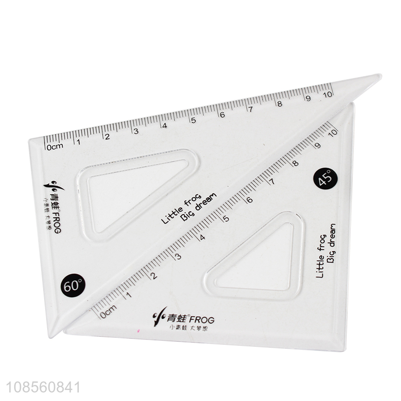 Wholesale 4-piece set plastic math ruler set includes protractor