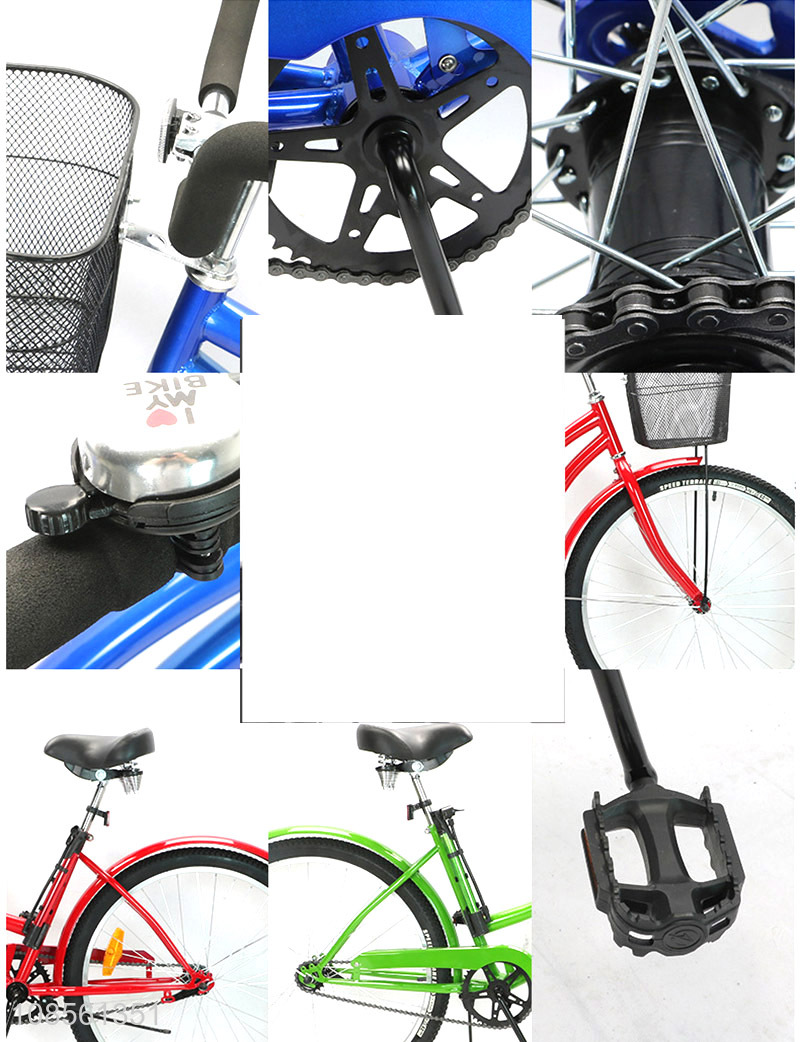 High quality 26 inch high-carbon steel frame variable speed beach bike with basket