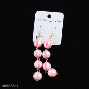 Wholesale glossy bead drop earring acrylic earrings for women girls