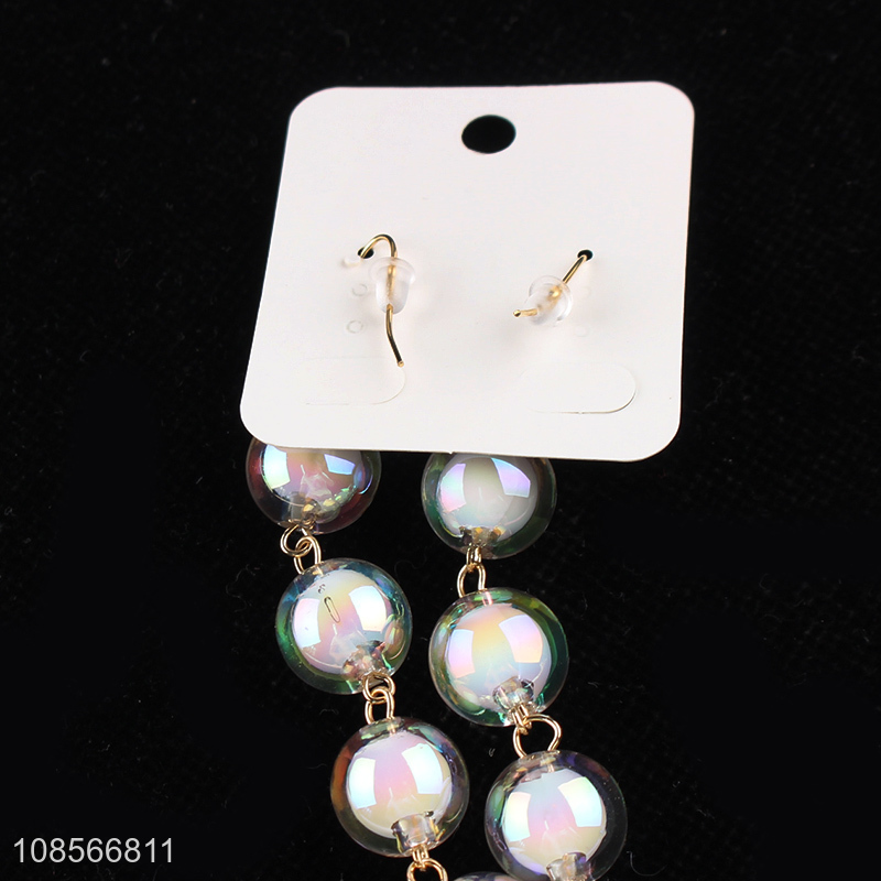 Hot selling shiny bead drop earrings acrylic earrings stud