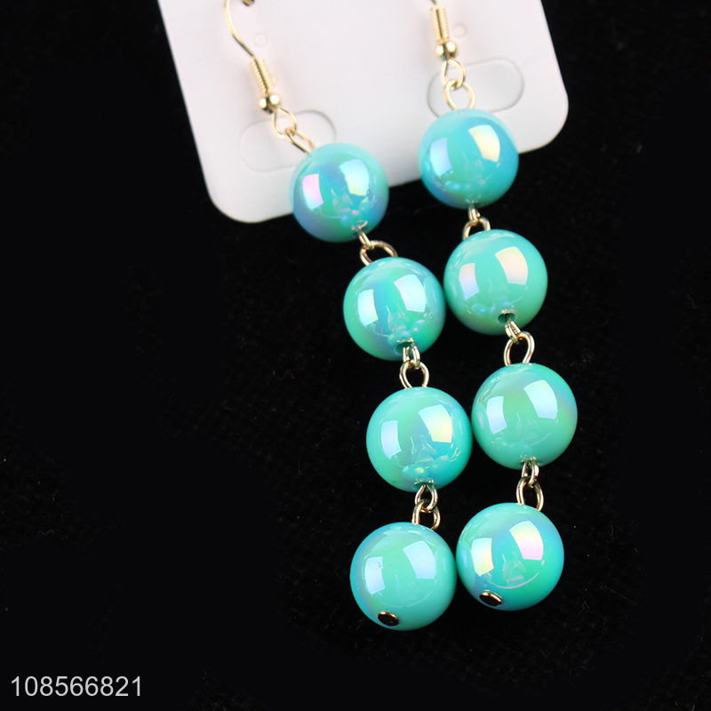 Factory price shiny bead drop earrings acrylic pendant earrings