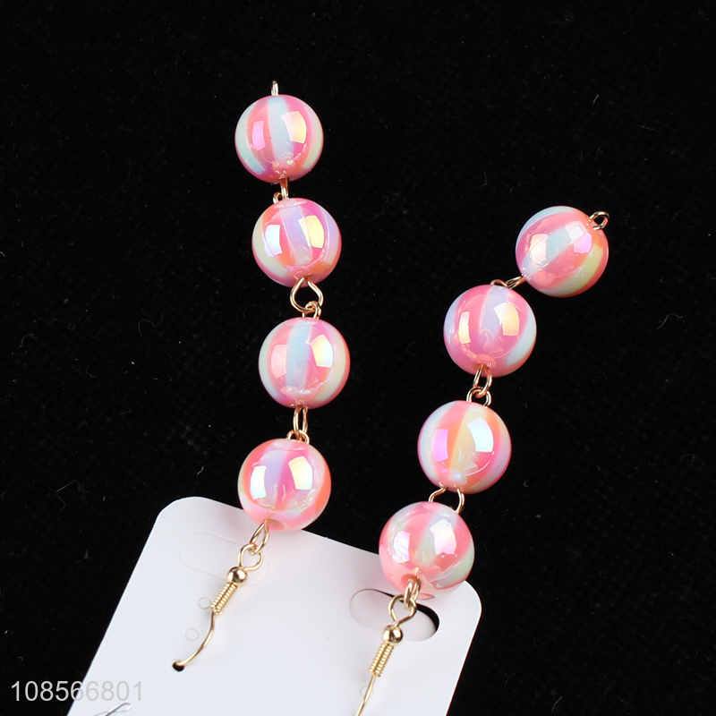 Wholesale glossy bead drop earring acrylic earrings for women girls