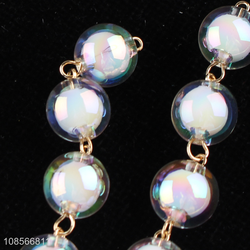 Hot selling shiny bead drop earrings acrylic earrings stud