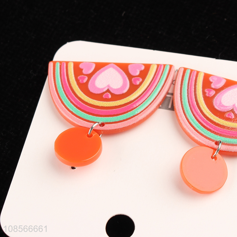 Factory supply rainbow acrylic earrings for women girls