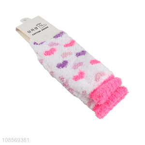 Factory supply heart pattern thickened plush cotton socks