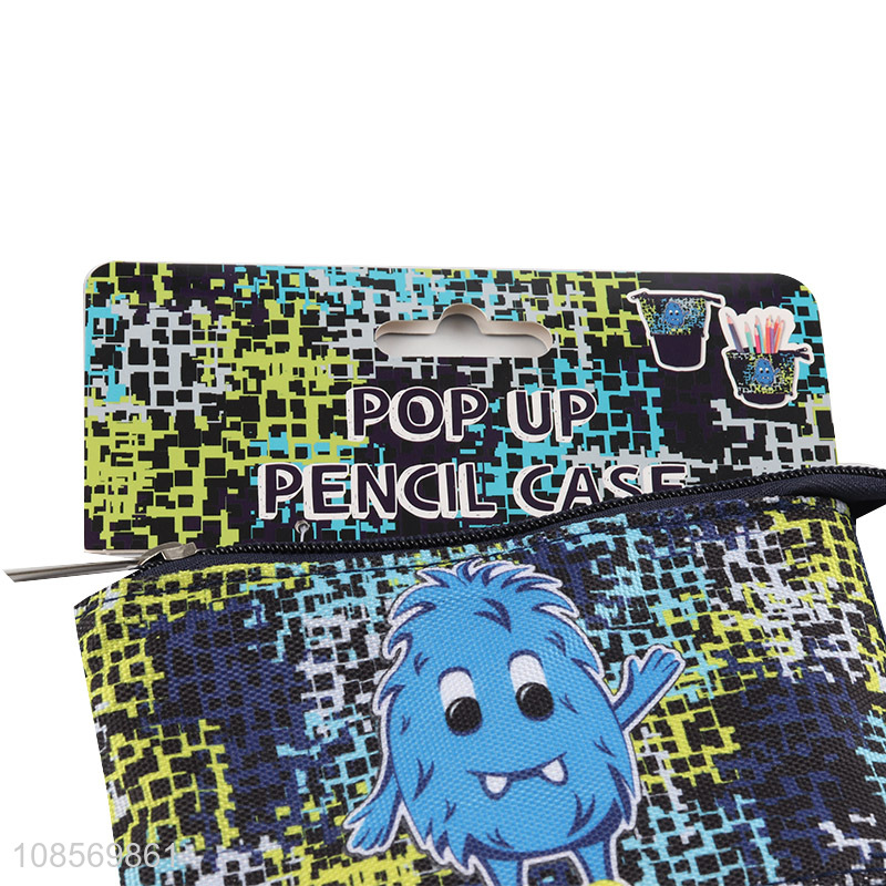 Wholesale cute pop up pencil case stand-up pencil pouch