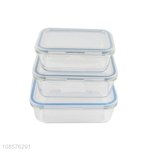 New products 3pcs glass fresh-keeping bowls with leakproof lid