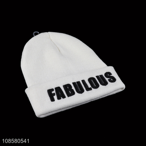Wholesale men women beanie cap embroidered knitted beanie hat