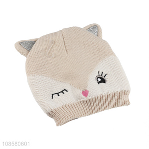 Wholesale cute knitted beanie cat hat for kids boys girls