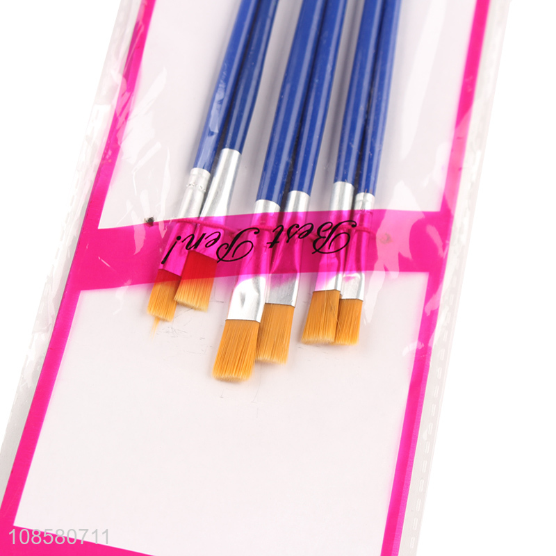 Wholesale cheap 6pcs flathead paint brushes for acrylic painting