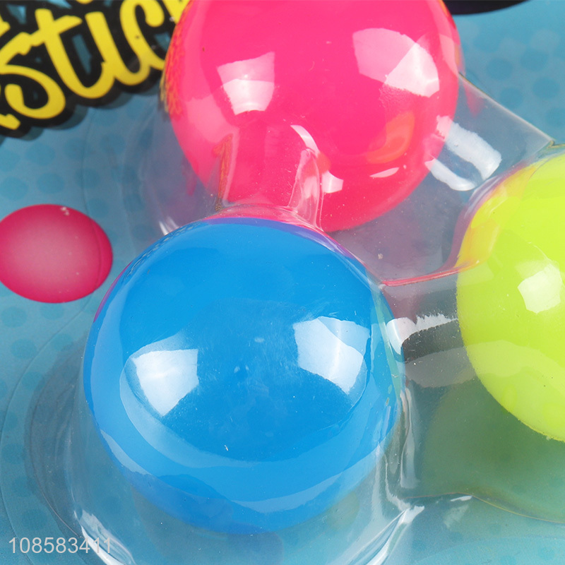 Wholesale 3pcs squeezy sticky flashing ball stress relief toys