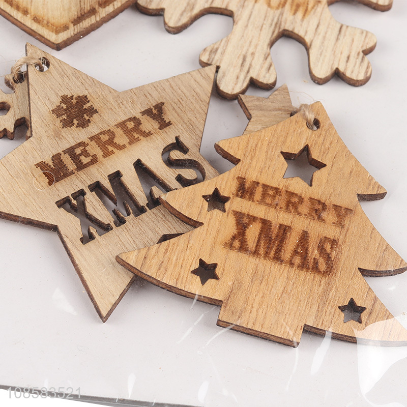 Wholesale hanging wooden Christmas slices Christmas tree ornaments