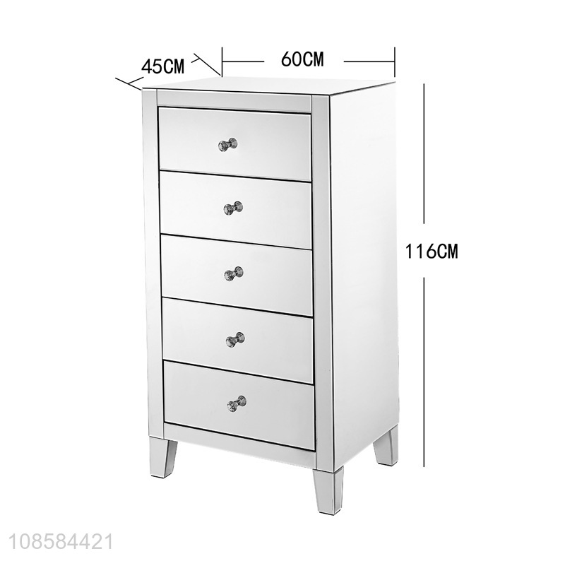 Top quality luxury mirror drawer nightstand for bedroom