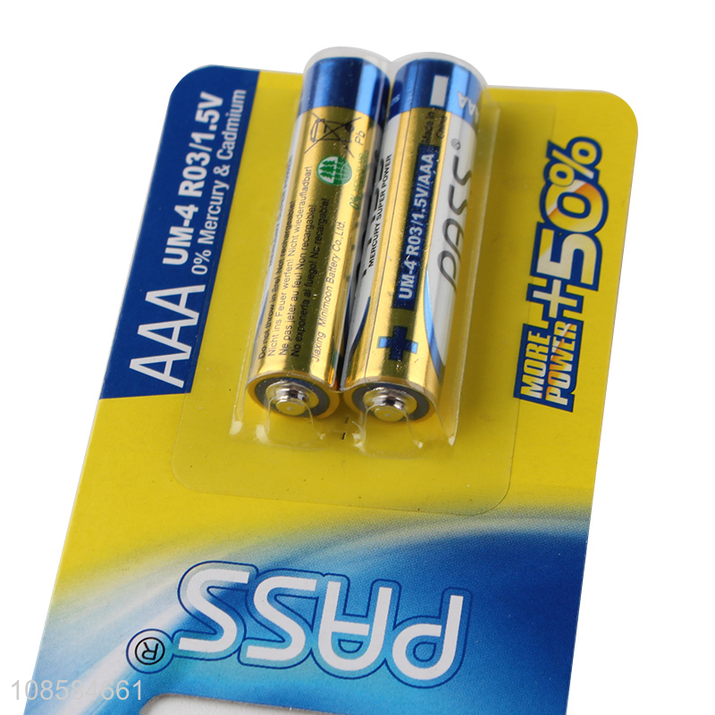 Popular products 2 pieces 1.5V AAA carbon-zinc batteries