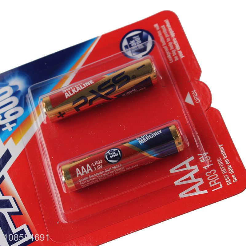 Good price 2 pieces 1.5V AAA alkaline zinc-manganese batteries