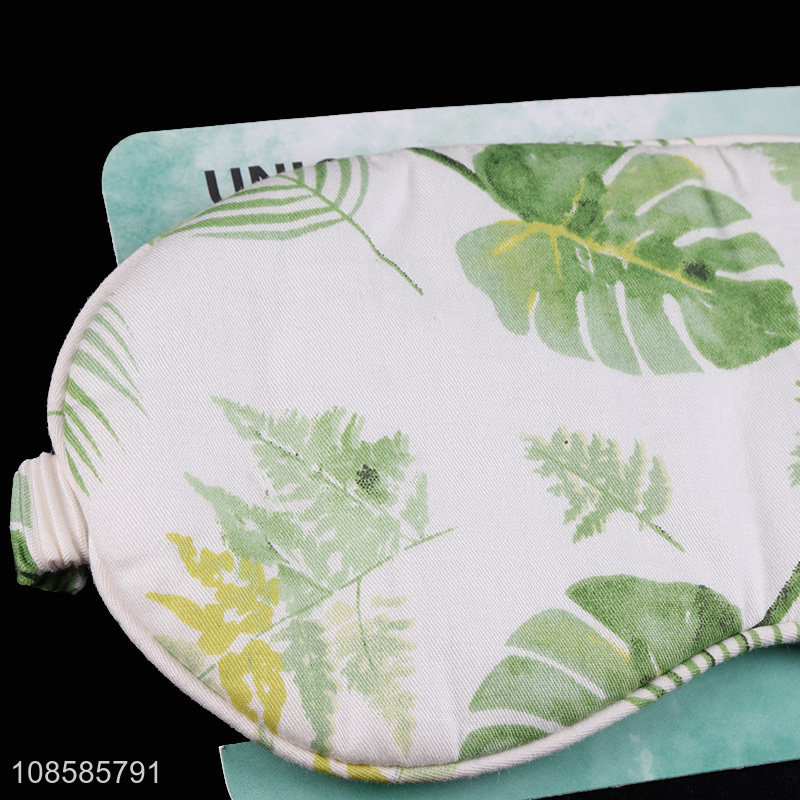 Hot selling green leaf printed imitated silk sleeping eye mask