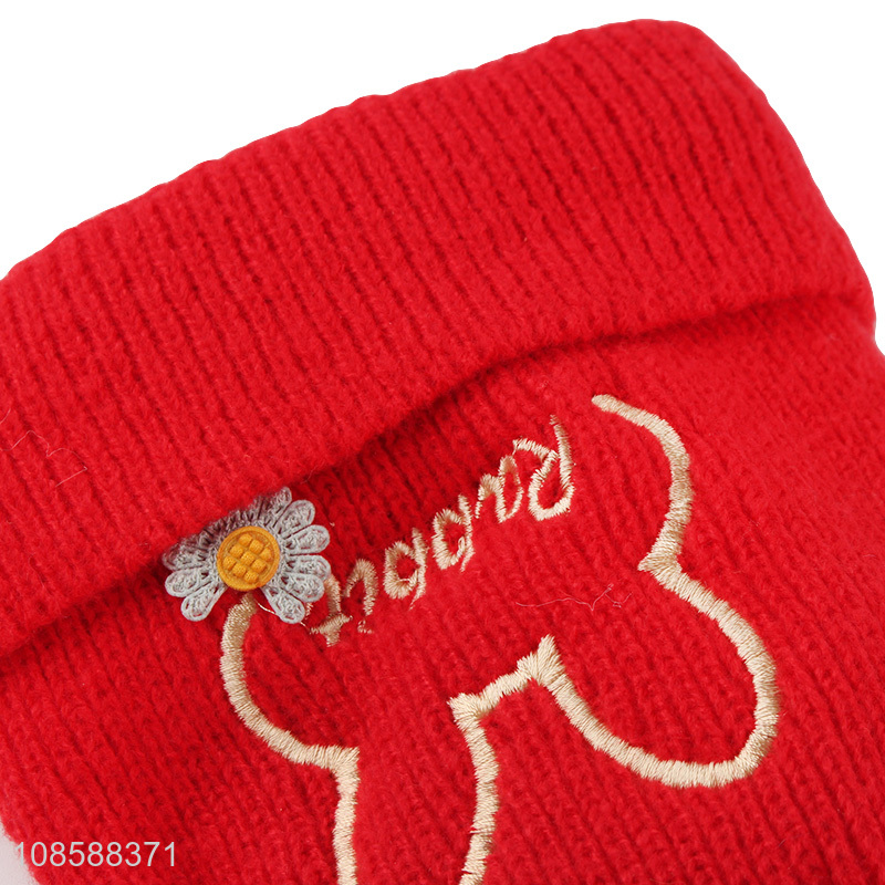 China factory red children winter knitted hat beanies for sale