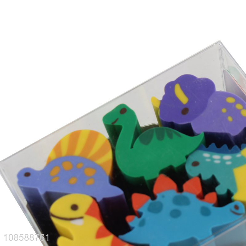 Best selling cartoon dinosaur shape eraser set for stationery