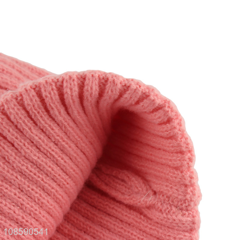 Custom embroidery knitted beanie hat skull cap for women girls