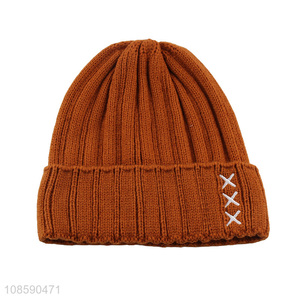 New product winter plain knitted beanie hat winter cap for adult