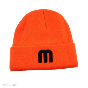 High quality men women winer hat embroidery knitted beanie cap