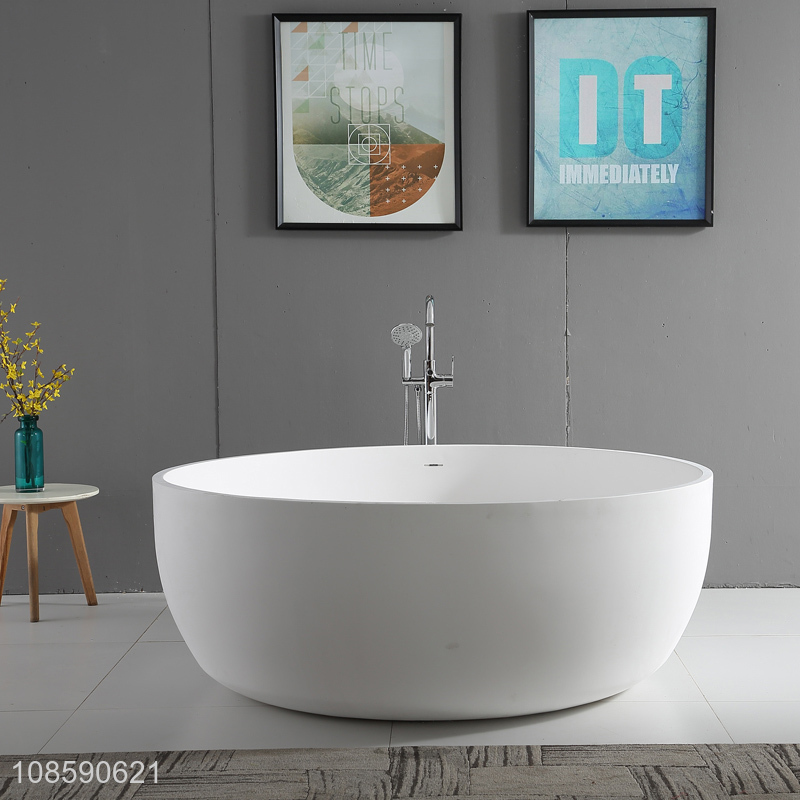 Wholesale matte white freestanding artificial stone solid surface bathtub