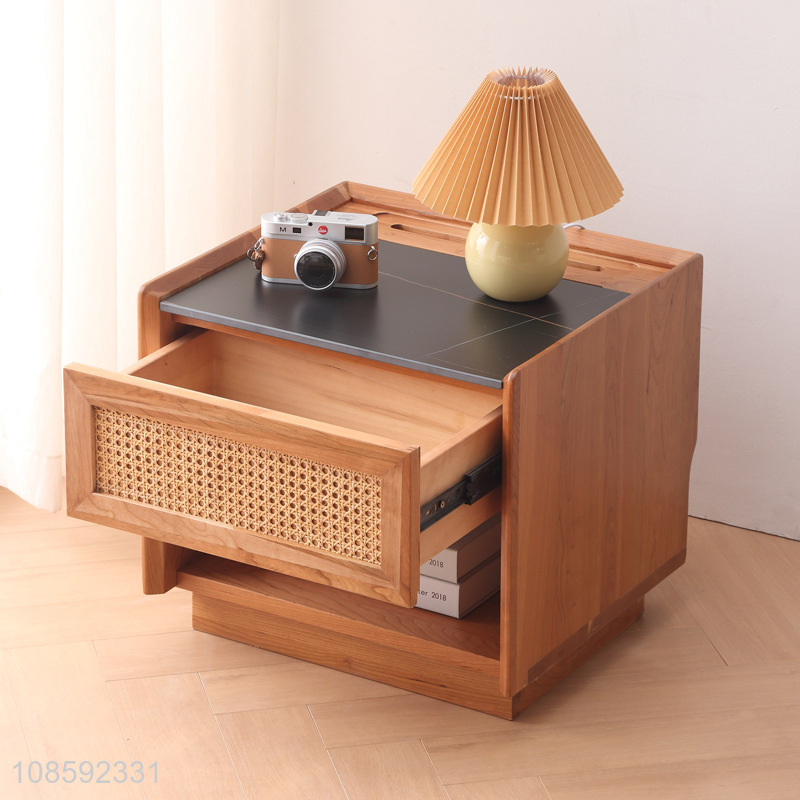 Hot items solid wood household bedroom smart bedside table