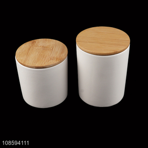 Good quality ceramic spice jar sealed can with bamboo lid