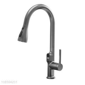 Wholesale pull out kitchen faucet with with temperature digital display