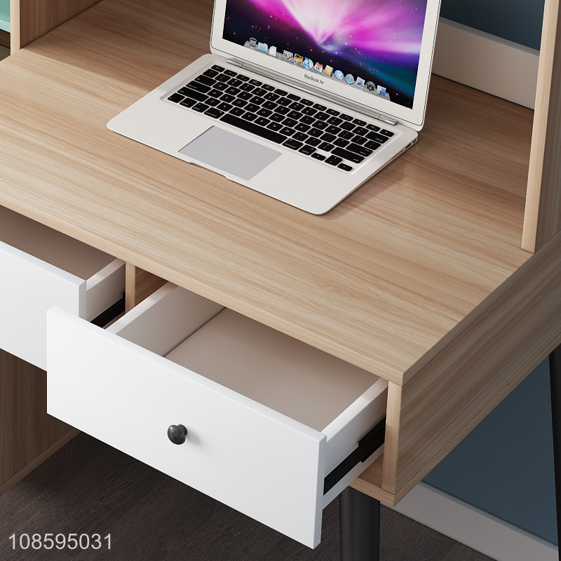 Wholesale modern computer desk wooden study table with bookshelf