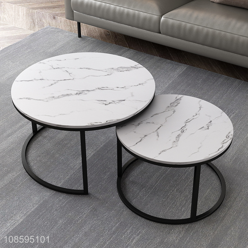Hot selling round marble nesting coffee table set furniture set