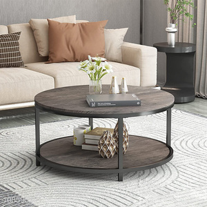 China products round wood coffee table double layer tea table