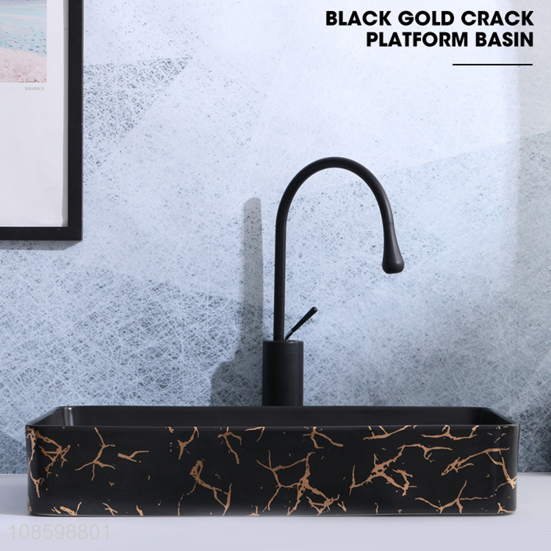 Wholesale luxury marble ceramic bathroom sink with roating faucet