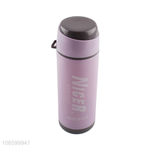 Factory price 500ml double-wall glass water bottle with handle