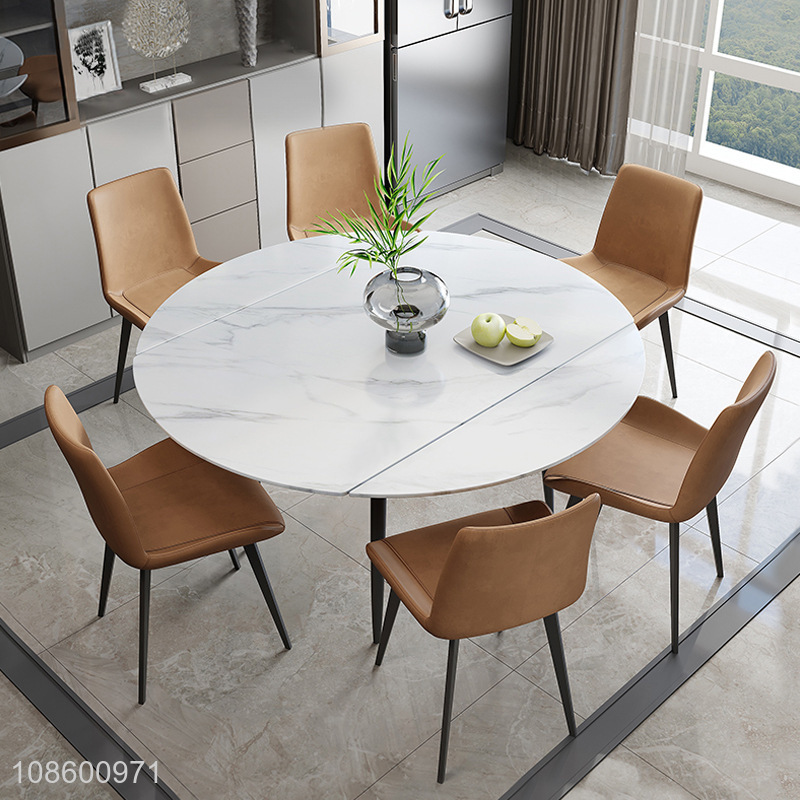 Factory supply rock slab dining table round stretchable dining table