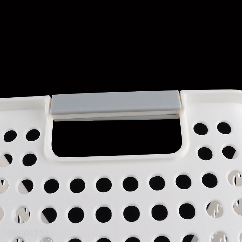 Good sale narrow plastic hollow white storage basket wholesale