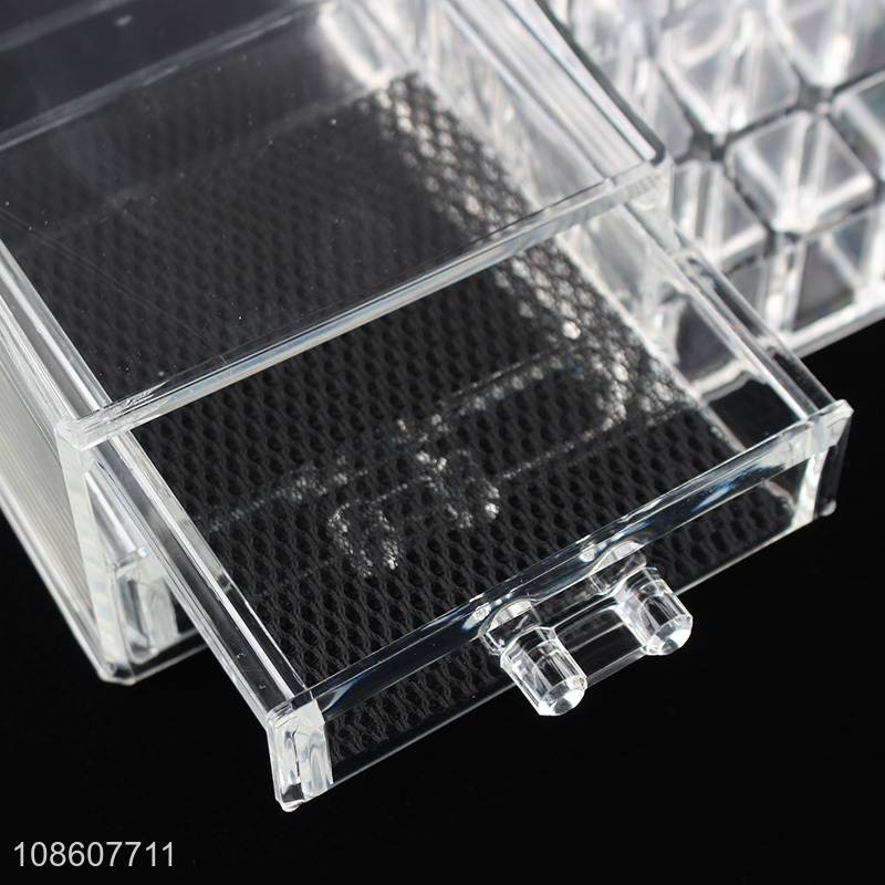 Online wholesale clear acrylic makeup organizer drawer set for vanity