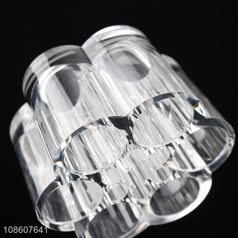 Wholesale flower shape clear acrylic cosmetic organizer display rack