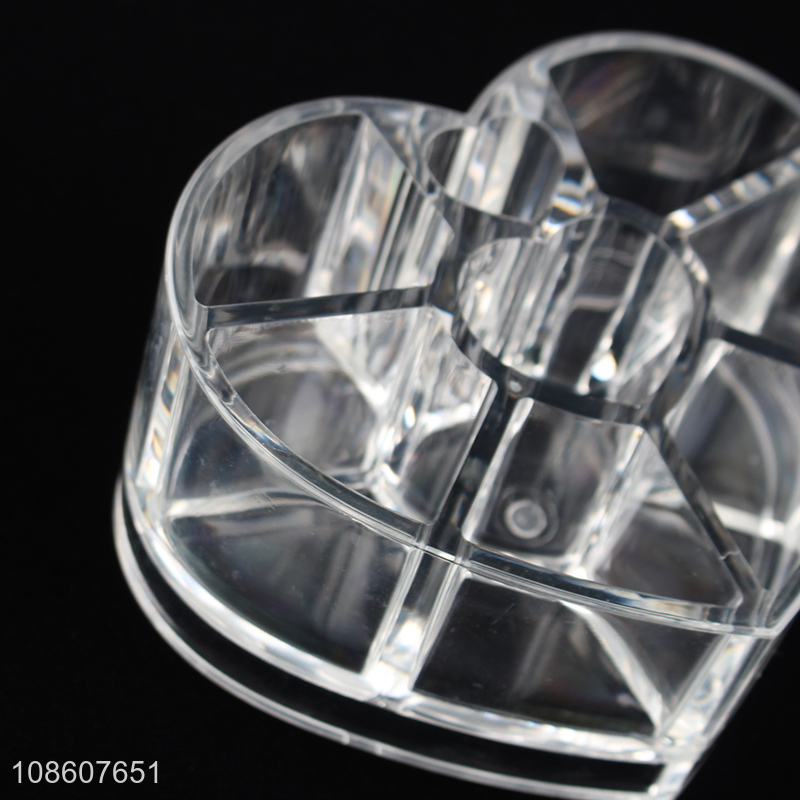 Yiwu market heart shape clear acrylic cosmetic organizer lipstick holder