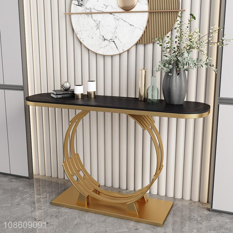 Good price durable narrow long metal frame marble console table