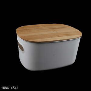 Online wholesale bamboo lid pp storage bin with handle